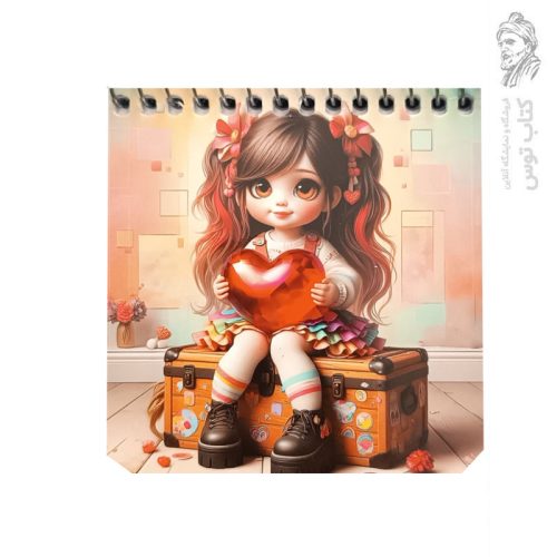 دفترچه طرح دختر مو بلند با قلب قرمز کد 629 نشر آفتاب
